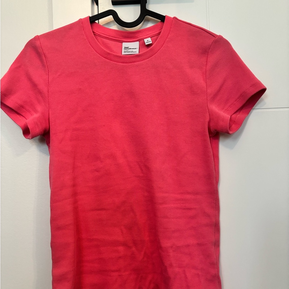 TNA homestretch rib crew t-shirt in dream house pink